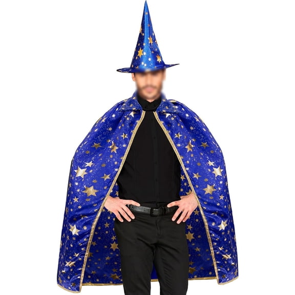 Adult Wizard Cape,Wizard Cloak with Wizard Hat for Halloween Cosplay