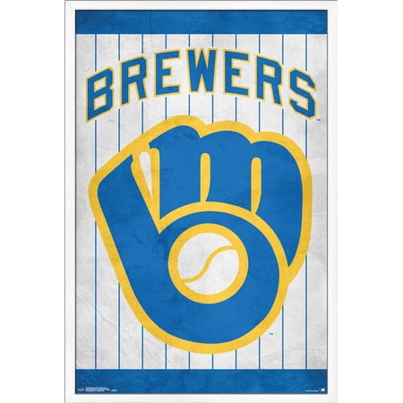 MLB Milwaukee Brewers - Retro Logo Wall Poster 22.375 x 34 Framed