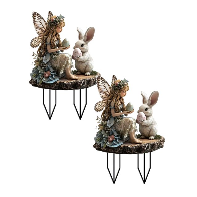 Lot de 2 Décorations de Pâques Extérieures Lapin de Pâques Piquet de Jardin Décoration de Pâques Rétro Lapin de Pâques Œuf de Pâques Logo de Jardin Décoration Extérieure de Pâques Lapin de Pâques Emplacement pour Carte de Pâques Gris