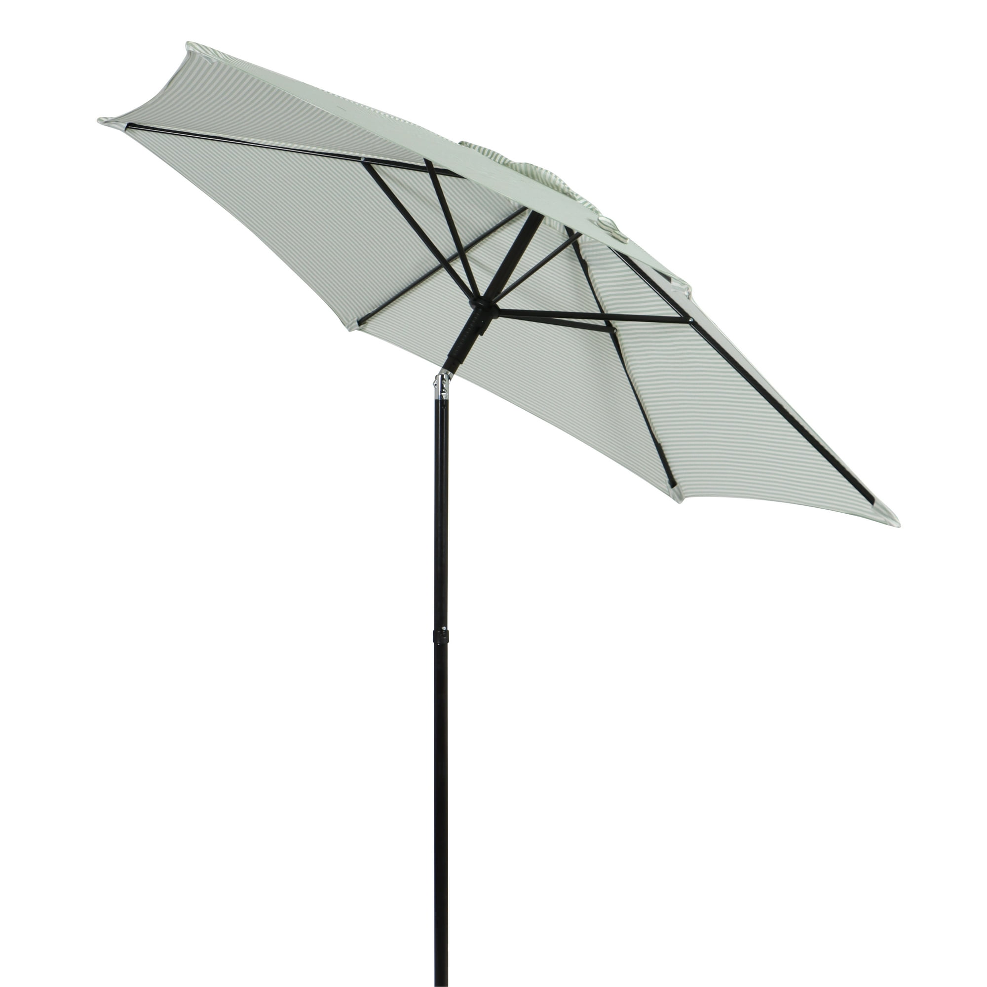 Better Homes & Gardens 7.5' Green Ticking Stripe Push-Up and Tilt Patio Umbrella