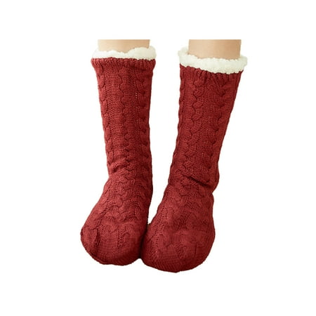 

Women Non-Slip Thicken Kint Indoor Warm Casual Sleeping Slipper Bed Carpet Socks