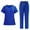 A-Blue, variant on Jinhomg Medical Nurse Uniform for Women 2 Piece Solid Scrubs Set Lightweight Comfy Short Sleeve V-Neck Tunics with Elastic Drawstring Waist Pants Spring Saving Black S