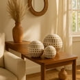 thumbnail image 3 of Decorative Ceramic Orbs for Home Decor - Coastal Inspired Sphere for Office Desk and Tabletop Decor - Casual Accent for Living Room, Bedroom, and Shelf Display - 6", 5", 4", Brown & White, 3 of 10