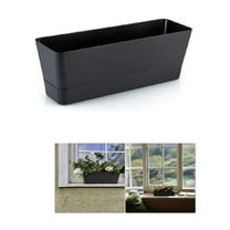 Modern Indoor Succulent Pot,QZS Plastic Windowsill Planter for Flowers,12x3.8x4.6In Self Watering Planter Pot for Vegetable,Flowers