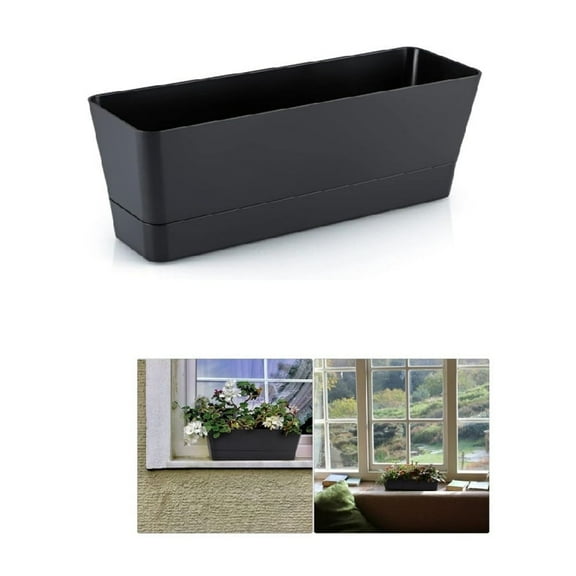 Modern Indoor Succulent Pot,QZS Plastic Windowsill Planter for Flowers,12x3.8x4.6In Self Watering Planter Pot for Vegetable,Flowers