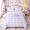 thumbnail image 2 of Manfei Purple Monogrammed A Design Quilt Full,Geometric Grid Print Full Bedspread Sets,3 Pieces,1 Coverlet and 2 Pillowcases, 2 of 7