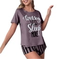 thumbnail image 2 of Plus Size Pajamas 2 Piece Sets for Women Fashion Letter-Printed Short-Sleeved Top Striped Shorts Two-Piece Casual Home Set Present for Women Up to 65% off, 2 of 3