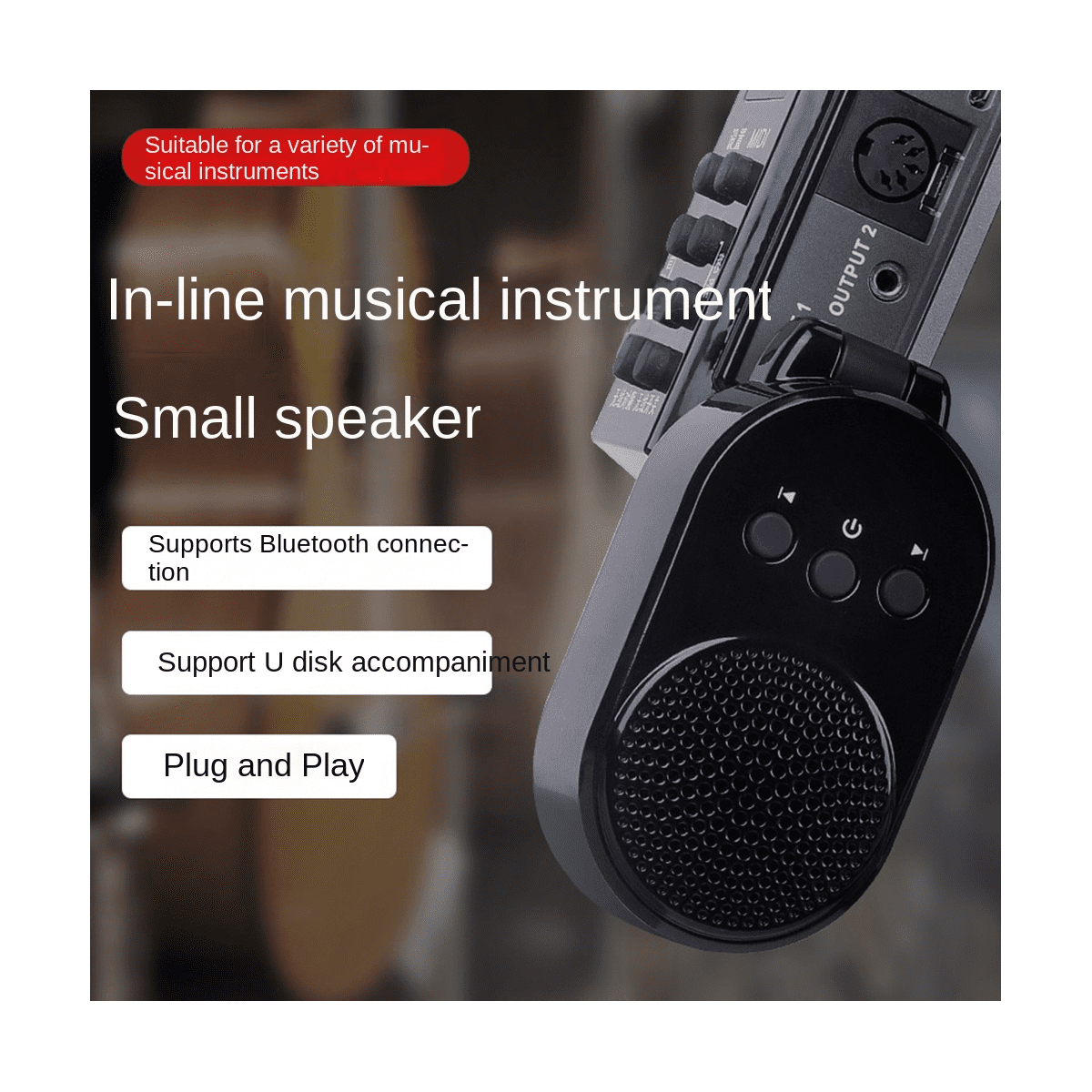 Mini Amplifier 5W Guitar AMP 6.35mm Plug Rotated 270 Degrees USB Rechargeable for Electric Guitar Bass Accessories