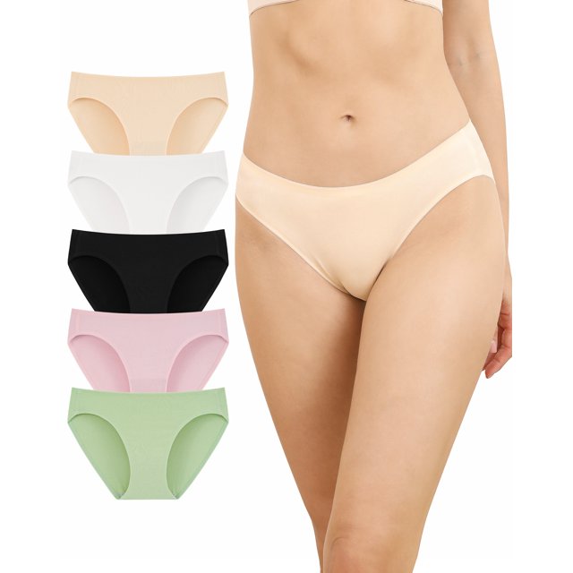 Innersy Womens Underwear Cotton Seamless Hipster Panties Pack of 5 (L