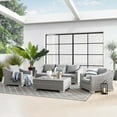 thumbnail image 2 of Lounge Sectional Sofa Chair Set, Rattan, Wicker, Grey Gray, Modern Contemporary Urban Design, Outdoor Patio Balcony Cafe Bistro Garden Furniture Hotel Hospitality, 2 of 15