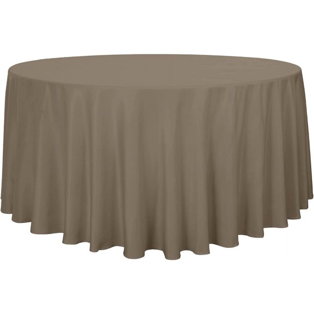LAICAIW Round Tablecloth-120 Inch-Water Resistant Spill Proof Washable Polyester Table Cloth Decorative Fabric Table Cover for Dining Table, Buffet Parties and Camping, Taupe