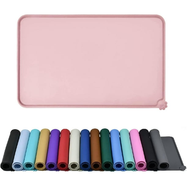 2 Tappetini Mangiatoia Per Cani E Gatti In Silicone - Antiscivolo E Impermeabili 47x30cm | Grigio - Foto 6