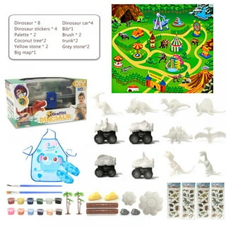 QJUHUNG Dinosaur Toys for Kids 3-12 Year Old 2 in 1 Dinosaurs Painting Kits  and Pull Back Cars Toy for Boys 5-7 Arts and Crafts Set for Girl DIY  Birthday Christmas Gifts