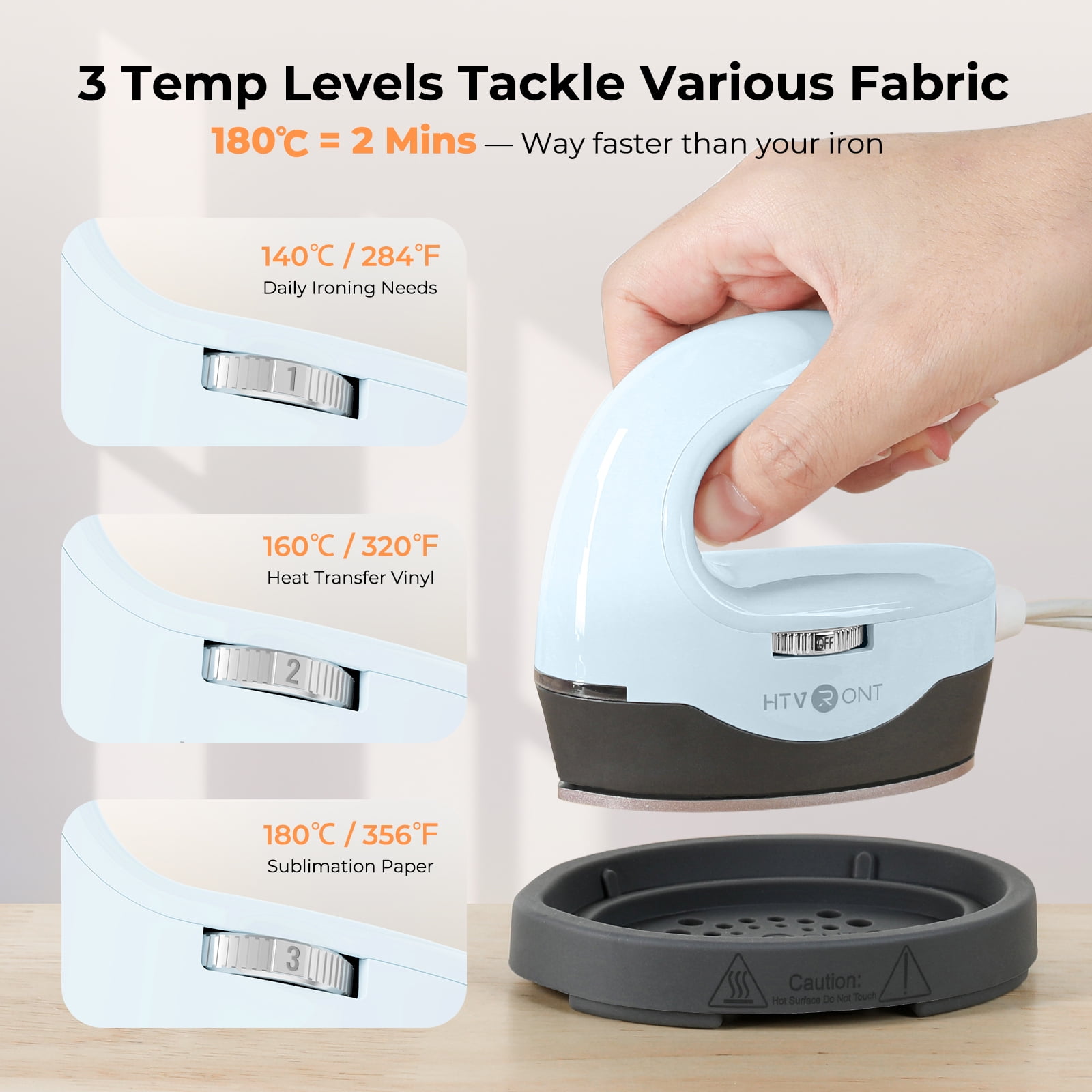 HTVRONT Heat Press H1 Mini Heat Press Machine, Small Heat Press Portable Iron Press Machine for T Shirts, Hats, Heating Transfer Projects (H1 Bubble Blue)