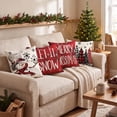 thumbnail image 5 of Sm:)e Snowman Let It Snow Winter Christmas Pillow Covers 18 x 18 Inch, Set of 4, Xmas Holiday Decorative Outdoor Pillow Case Red Cushion Sofa Couch, 5 of 8