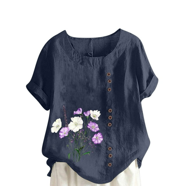 XMMSWDLA Blouses Grande Taille pour Femmes, T-Shirts en Liquidation, Manches Courtes, Col Rond, Chemise Ample, Blouse de Football Marine pour Femmes