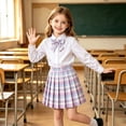 thumbnail image 2 of SGMVNU Girls' Classic Plaid School Uniforms Skirt Pleated A Line Mini Skirts Elastic Waist Casual Short Skirt, Light Purple, Size 3-4 Years, 2 of 4