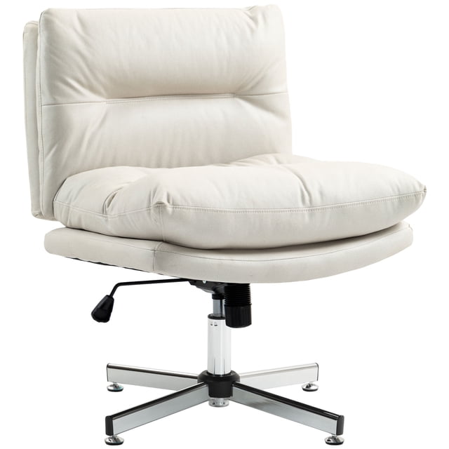 CoSoTower Armless Office Chair, Criss Cross Chair with Adjustable Height & Tilt Function Office, Study, Light Grey