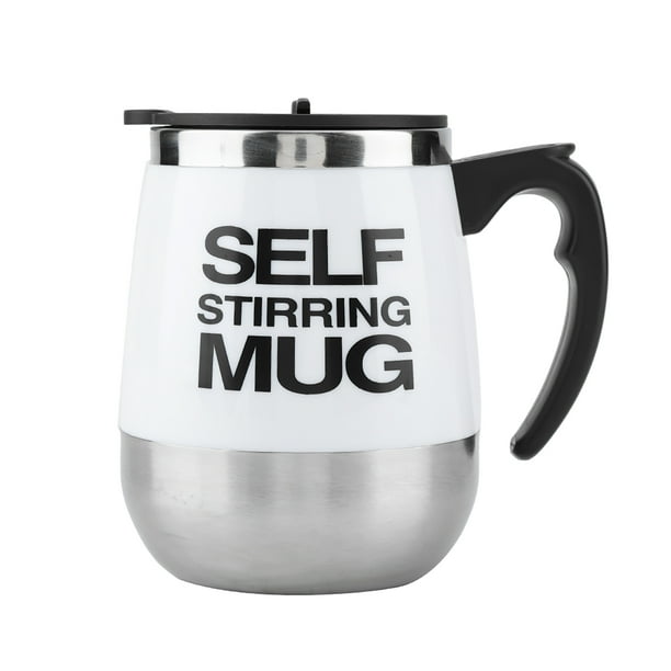 Taza de agitación automática, taza de mezcla automática acero inoxidable eléctrica portátil Taza café de agitación magnética Taza de mezcla automática, agitación automática magnética beber(Blanco)