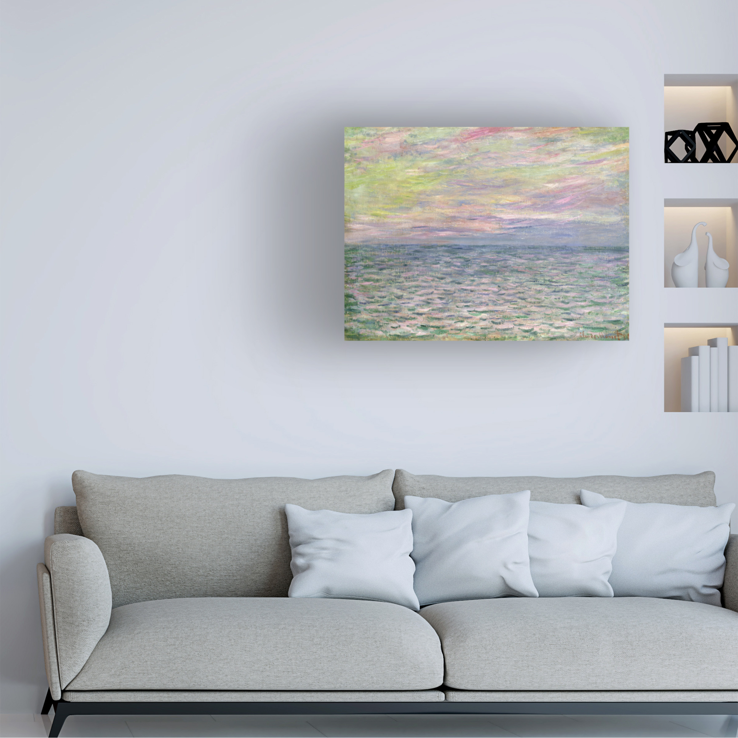 "Coucher de Soleil a Pourville" Canvas Art by Claude Monet