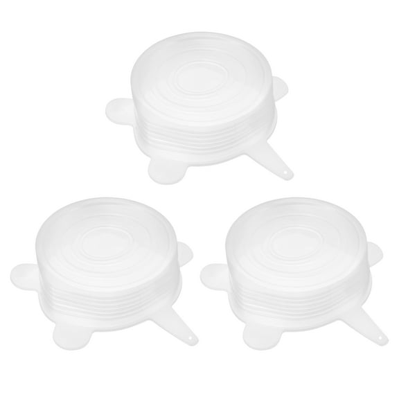 Unique Bargains Silicone Stretch Lids, 3Pack 2.56' Round Container Lid for Food Cover White