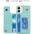 thumbnail image 2 of for iPhone 12 Mini Wallet Case with RFID Blocking Card Holder for Girls Women,Premium PU Leather Magnetic Buttons Stand Flip Wrist Strap Case for iPhone 12 Mini 5.4 Inch,Heart Green, 2 of 8
