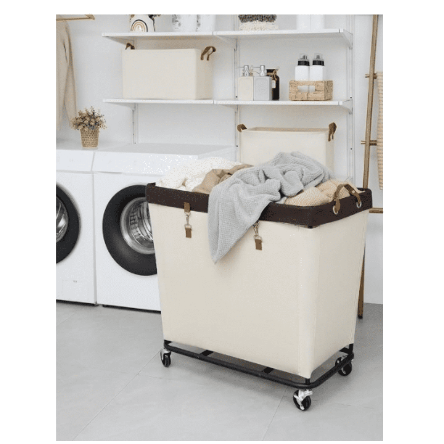 320L Laundry Basket with Wheels, Extra Large Rolling Hampers for Clothing Organizer, Dirty Clothes Basket for Hotel, Home, Closet, Dorm, Beige