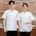 thumbnail image 3 of ZenCart Chef Clothes Stand Collar Short Sleeve Single-Breasted Men Women Chef Uniform Breathable Solid Color Design Chef Suit, 3 of 7