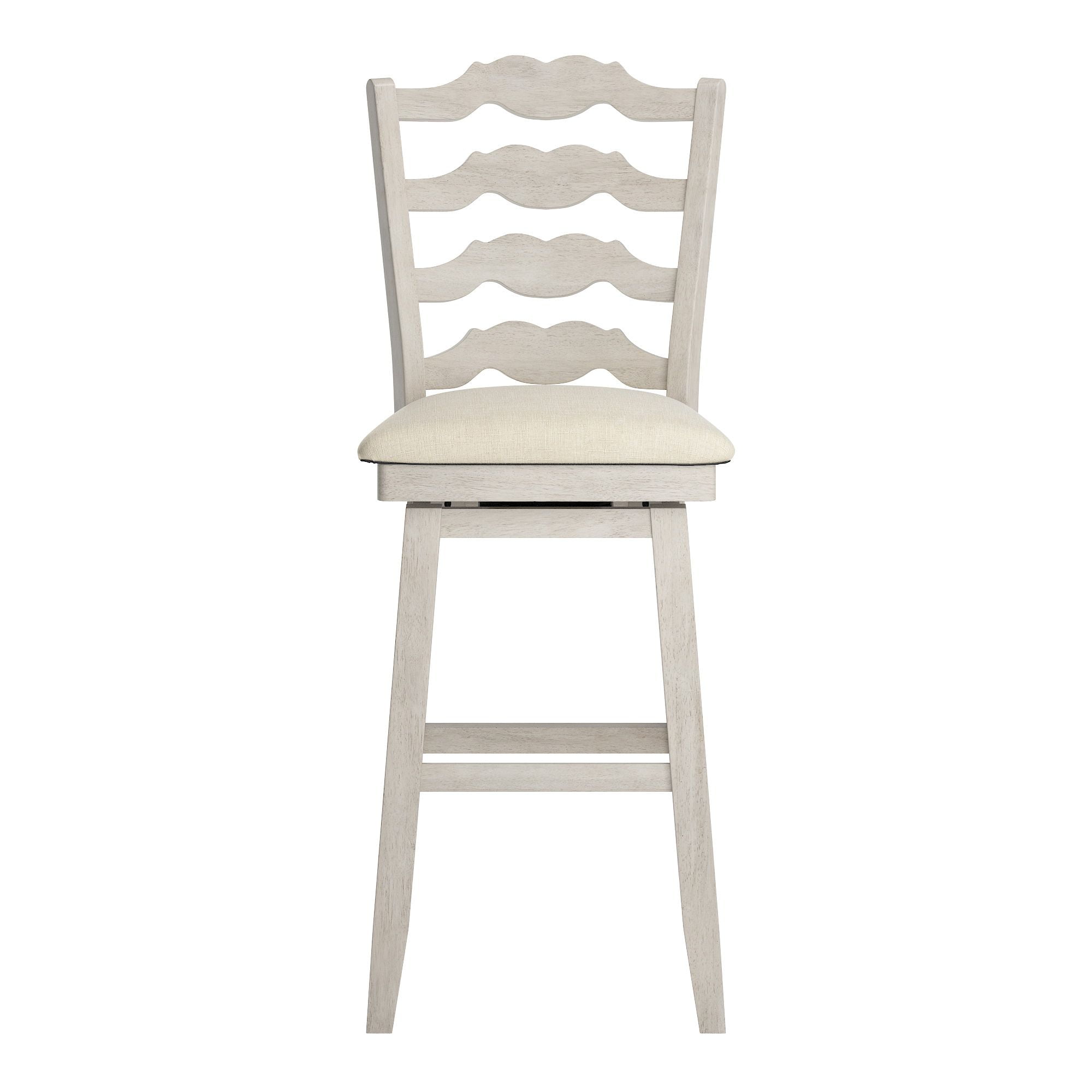 Weston Home Sheena French Ladder Back Bar Height Swivel Stool, Antique White