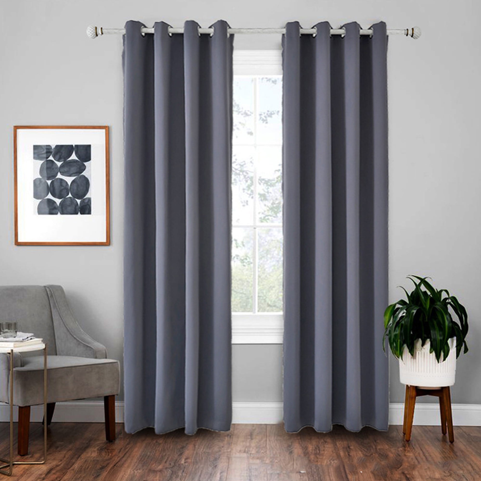 Eyelet Ring Top Long Thick Thermal Blackout Ready Made Door Curtains Panels 