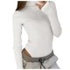 thumbnail image 1 of Gibobby Mono Ajustado de Verano Camiseta de cuello de manga larga de color sólido para mujer(Blanco， S), 1 of 4