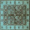 thumbnail image 1 of Ahgly Company Indoor Square Oriental Light Blue Industrial Area Rugs, 5' Square, 1 of 4