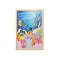 thumbnail image 1 of Fish Wall Art with Frame, Water Life Different Kind of Fishes Coral Reefs and Sponges Theme, Printed Fabric Poster for Bathroom Living Room, 23" x 35", Multicolor, by Ambesonne, 1 of 2