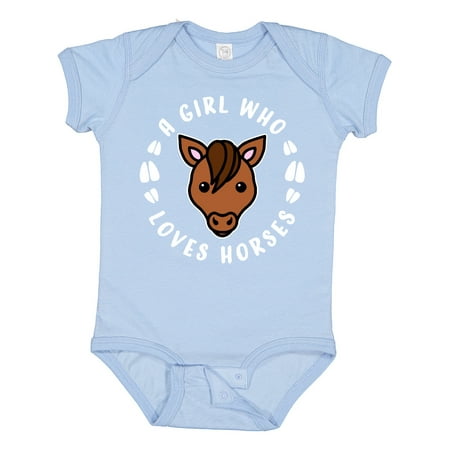 

Inktastic A Girl Who Loves Horses Boys or Girls Baby Bodysuit
