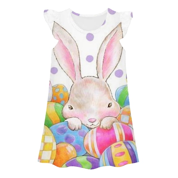 Girl's Dresses Easter Print Princess Gown Casual Wear Cute Kids Clothing
