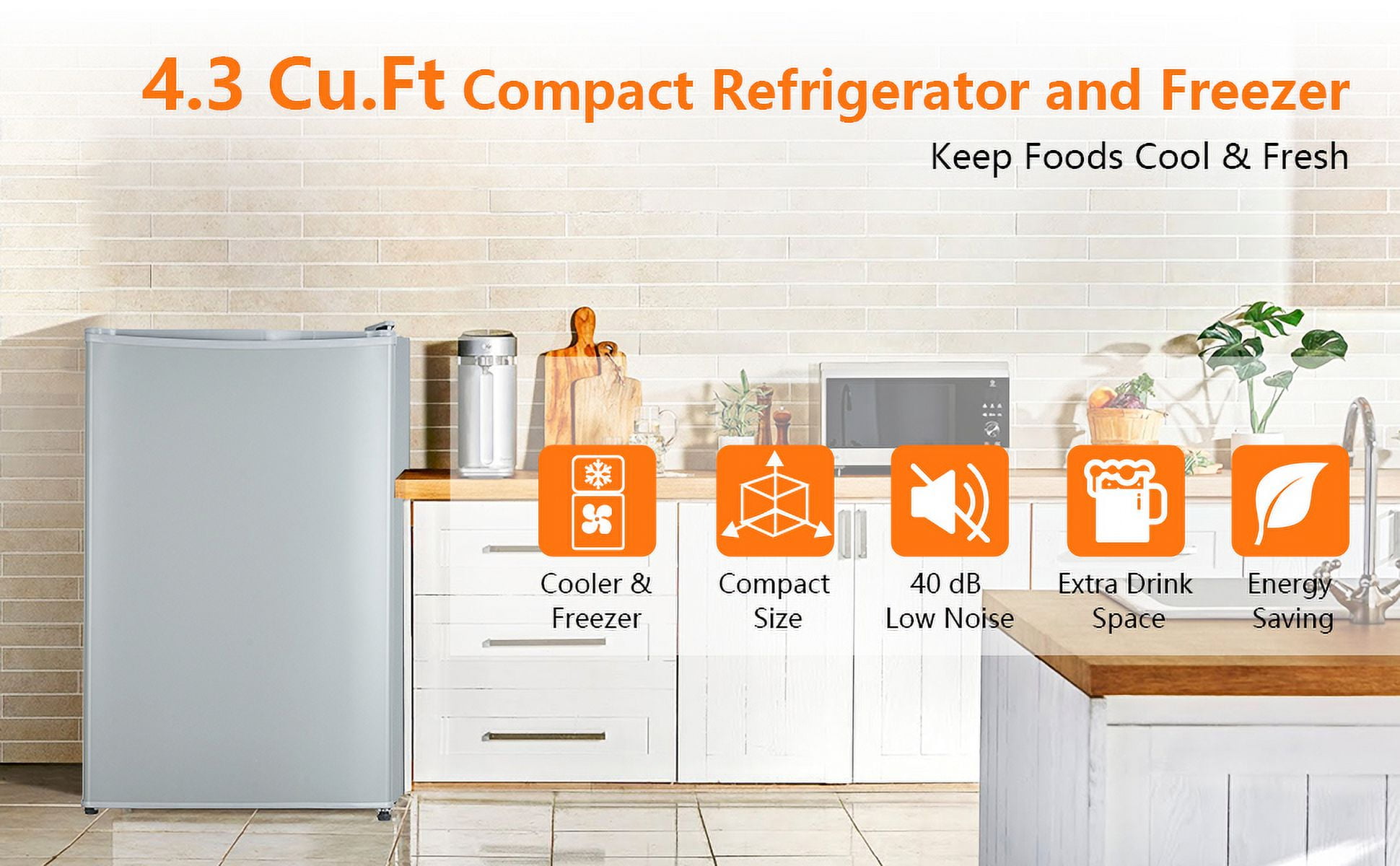 Refrigerator 122LPortable Compact Fridge, 4.3 Cu.Ft. Single Door Mini Refrigerator with Refrigeration and Preservation, 2 Slide Out Glass Shelves, 115V Personal Cooler for Car Home Office Dorm Bedroom