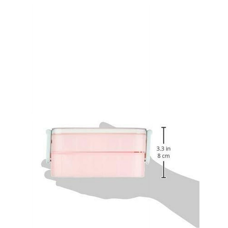 Skater Sumikkogurashi 2 Tier Round Bento Lunch Box with Folk (17oz) -  Authentic Japanese Design - Microwave Safe - Pink