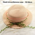 thumbnail image 2 of 52-54 cm hat circumference children's rattan straw hat summer hat outdoor sunshade beach hat sunscreen flat top hat folding sun hat-Flesh pink, 2 of 5