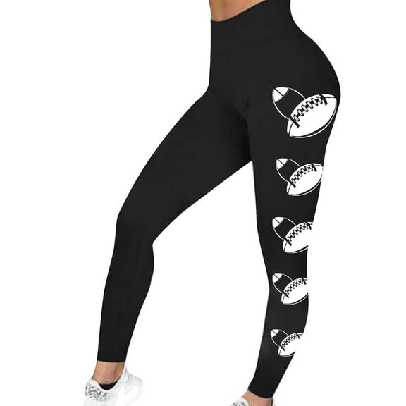 Jjayotai Women Stretchy Leggings, Love Football Tights, Buttery Soft Inseam Gym Yoga Pants, Cozy Stylish Tights Black XXL
