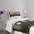 thumbnail image 3 of Ambesonne Music Quilted Bedspread Set 2 Pcs, Broken Cassette, Twin Size, Orange Caramel White, 3 of 5