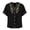 Black, variant on Women's Blouses Trendy V Neck Embroidered Summer Tops Solid Color Button Down Short Sleeve Tops for Women (Blue,S)