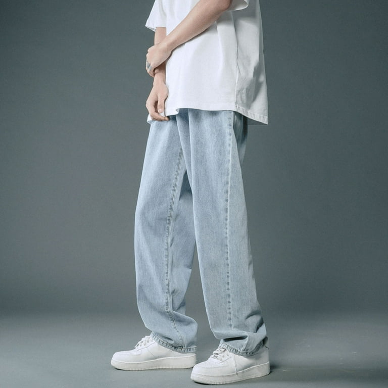 TAIAOJING Men’s Cotton Linen Pants Drawstring Casual Fashion Loose Plus  Size Jeans Street Wide Leg Trousers Pants