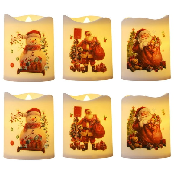 Christmas Candles, Holiday Candle Set, 6pc Christmas Candle Set with Santa Claus Snowman and Tree Designs, Decorative Small Candles for Festive Ambience and Romantic Home Decor