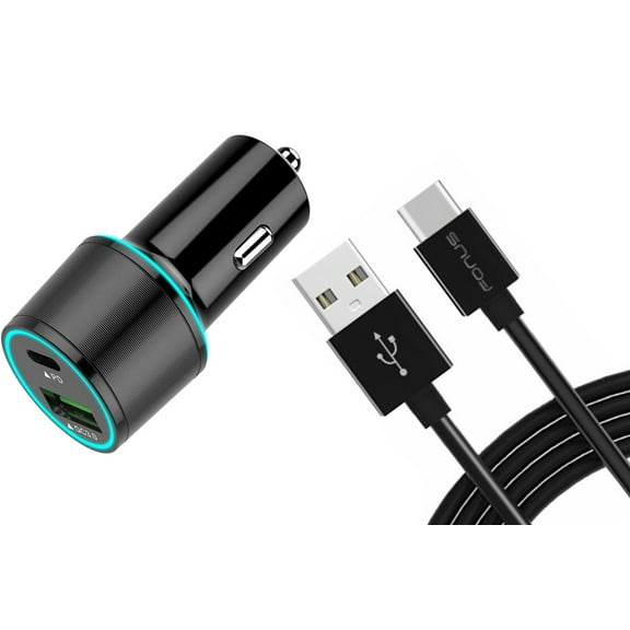 Quick Car Charger for Galaxy XCover/Xcover6 Pro - 36W 2-Port USB Cable Type-C PD Power Adapter DC Socket Plug-in for Samsung Galaxy XCover/Xcover6 Pro