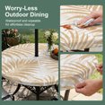 thumbnail image 5 of Round Outdoor Tablecloth with Umbrella Hole and Zipper, Beige Palm Leaves Tablecloth with Elastic Waterproof, Summer Botanical Tropical Plants Patio Table Covers for 45" - 54" Picnic Pool Tables, 5 of 9