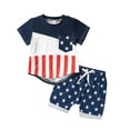 thumbnail image 1 of Qudderr Ensemble à Manches Courtes pour Bébé Garçon, T-Shirt Imprimé Col Rond et Shorts Rayés, Coton Été 2 Pcs 0-3 Ans, 1 of 9