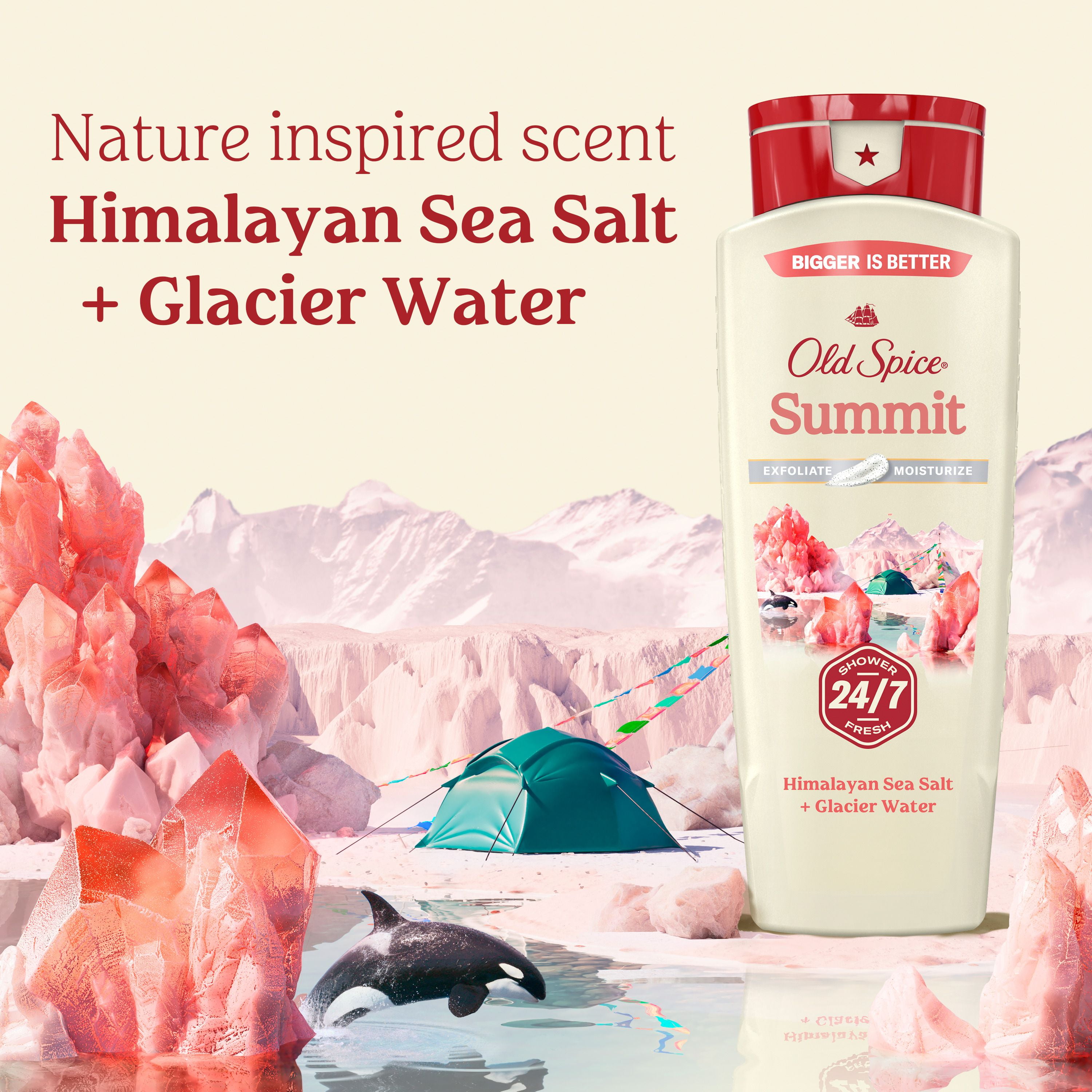 Nettoyant pour le corps pour hommes Old Spice, parfum Summit, fraîcheur après-lavage 24 heures sur 24, 7 jours sur 7, exfoliation + hydratation 532ML