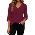 thumbnail image 7 of Qiggri 3/4 Length Sleeve Womens Tops Dressy Casual Blouses V Neck T Shirts Summer Tops Spring Outfits Loose Fit S, 7 of 7