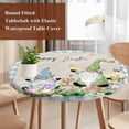 thumbnail image 4 of Easter Round Tablecloth, Fitted Table Cover with Elastic for 45"-54" Round Tables, Spring Gnomes Bunny Butterfly Duck Floral Plaid Table Cloth Outdoor Indoor Dinning Party Waterproof Tablecloths, 4 of 7