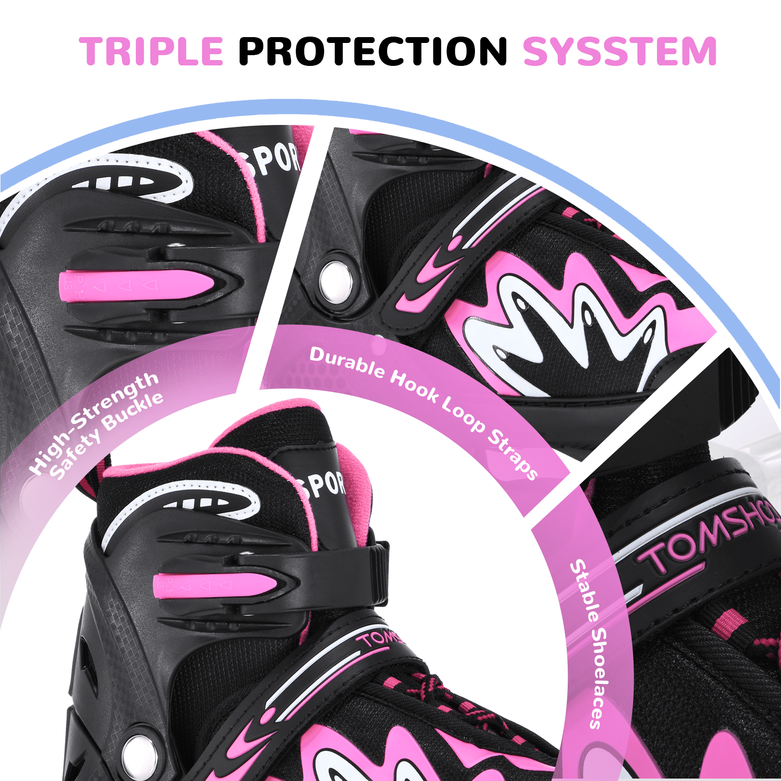 Roller Blades for Boys Girls 4 Sizes Adjustable Inline Skates with Light-Up Wheels for Outdoor Blades Roller Skates M